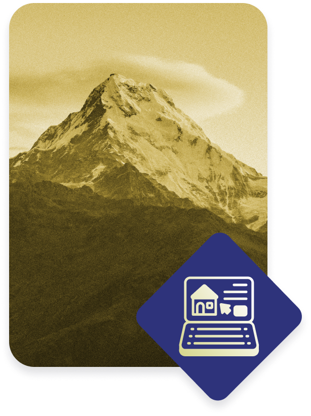 hompeage image, golden mountain with website graphic in bottom corner