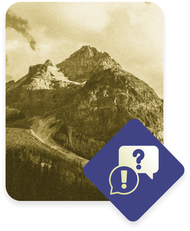 Gold Mountains with faq graphic in bottom corner