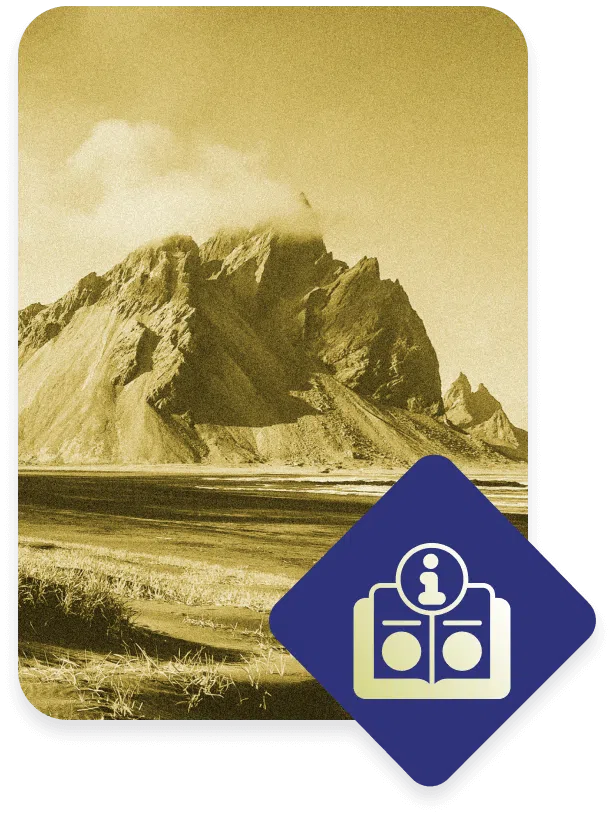 Gold Mountains with information graphic in bottom corner