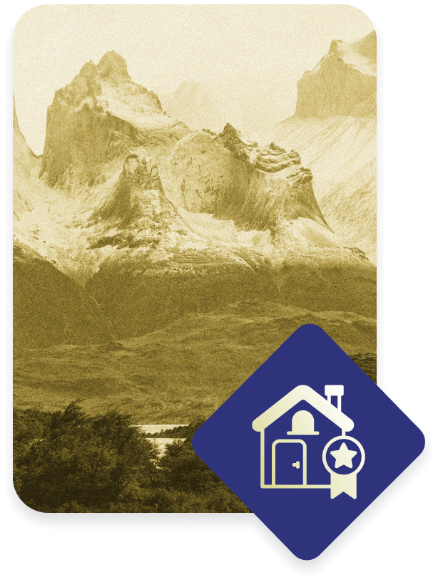 Gold Mountains with house graphic in bottom corner