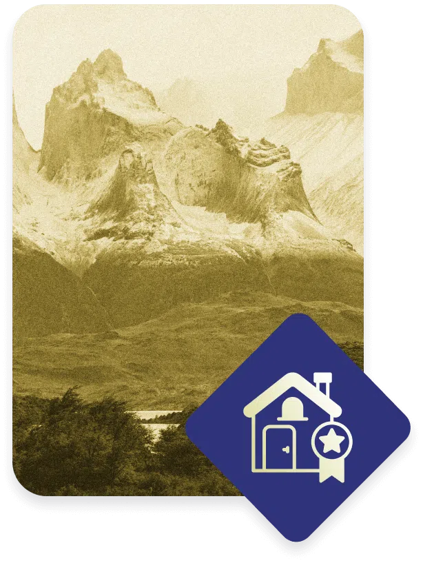 Gold Mountains with house graphic in bottom corner